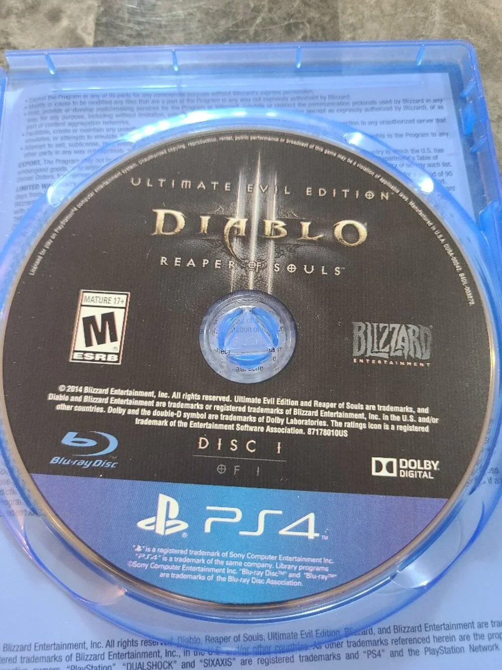 PS4 Diablo Lii 3 reaper of Souls Ultimate Evil Edition